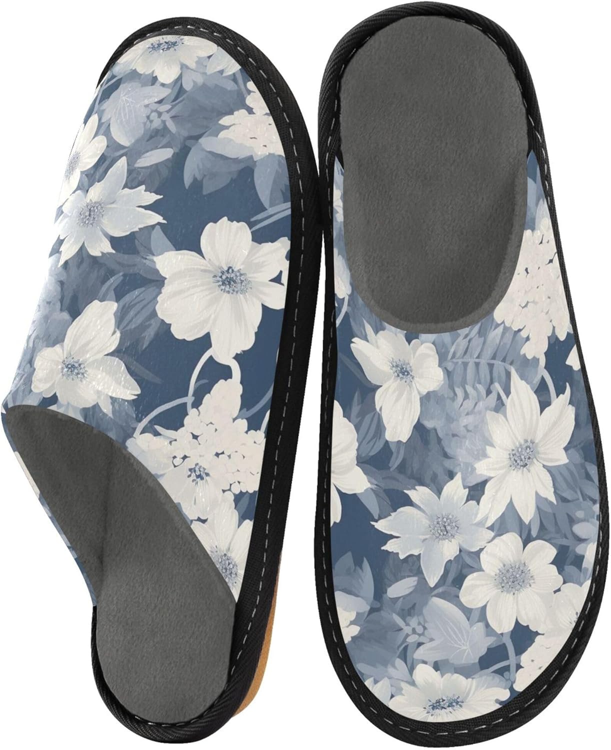 Boho Garden Flower House Slippers – Cozy Fuzzy Slippers for Guests, Washable & Disposable, Perfect for Shoeless Home, Spa & Hotel Use A110959