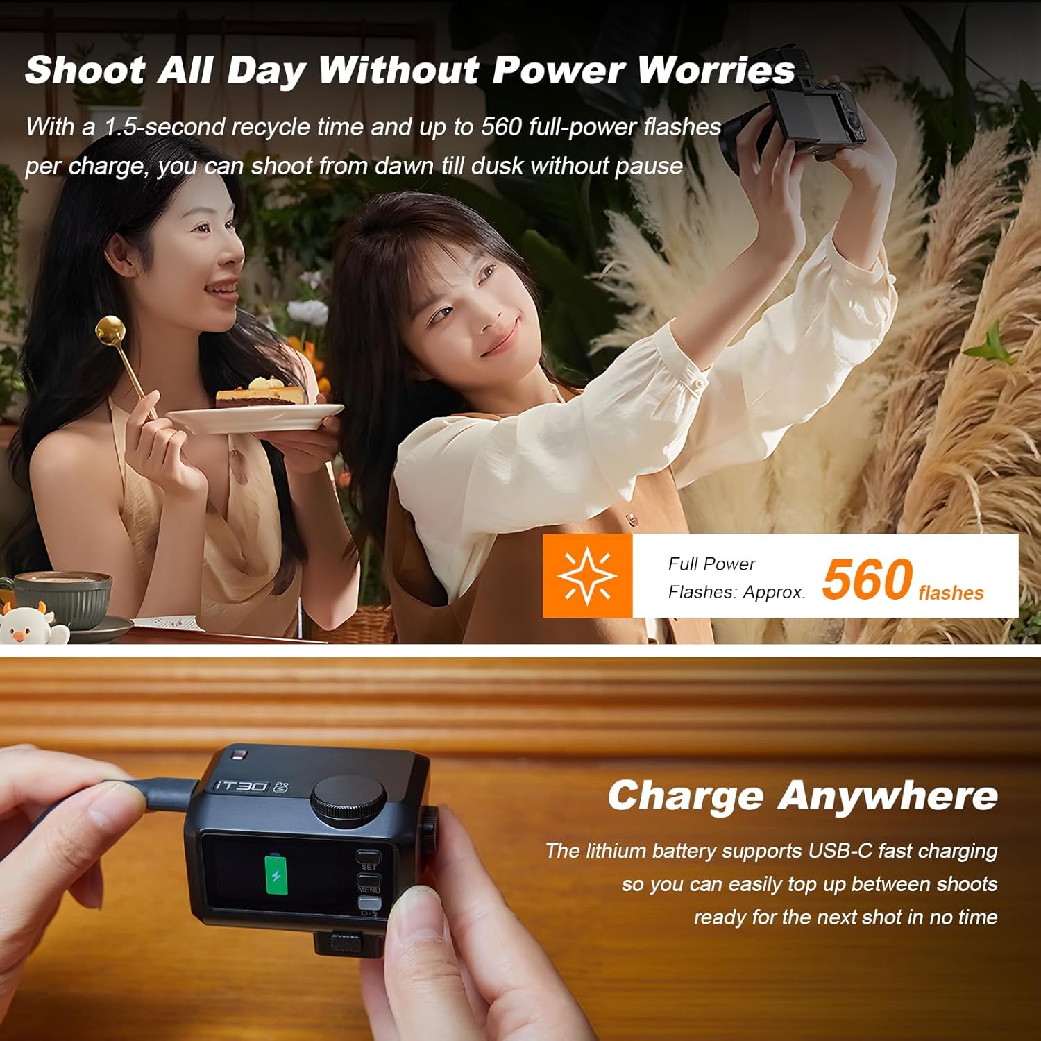 Godox iT30 Pro N TTL Mini Flash for Nikon with Diffuser—HSS 1/8000s,2.8" Full-Color Touchscreen,2.4G Wireless X System,Built-in Lithium Battery for 560 Full Power Flashes(Black)