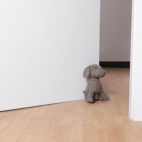 Vista 61 de Lindo tope de puerta decorativo para el hogar y la oficina, topes de puerta de piso, protectores de pared pesados de tela con peso animal, gato café