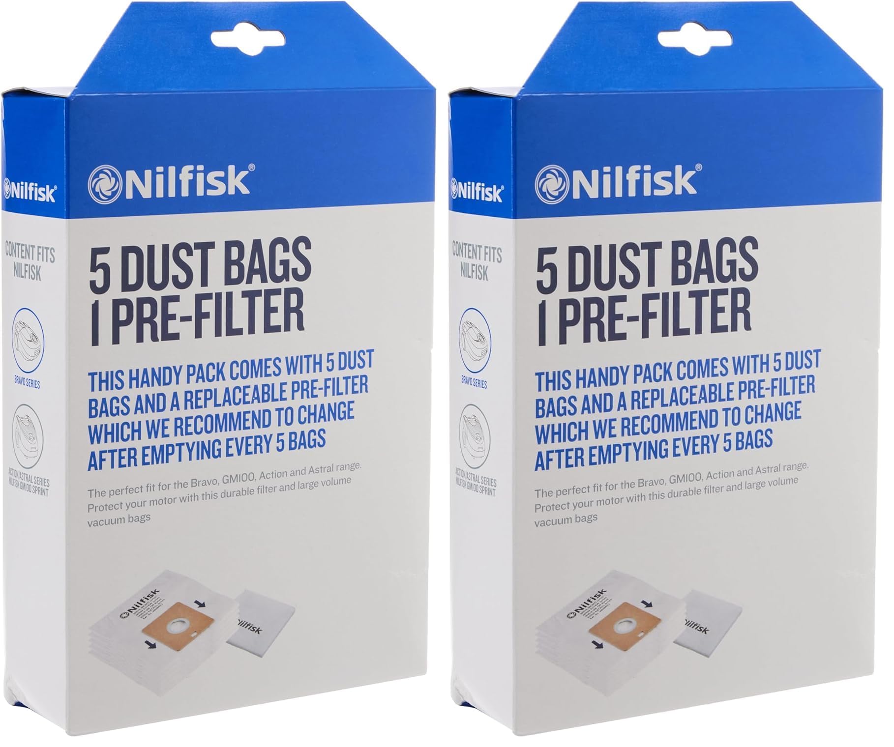 Sac à poussière Nilfisk 30050002 d'origine en lot de 2
