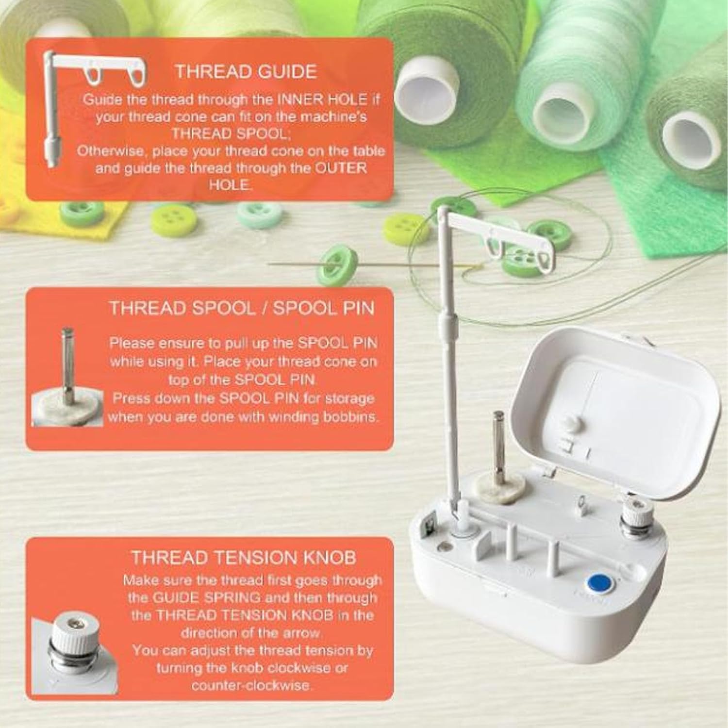 Electric Automatic Bobbin Winder, Compact Sewing Coil Winder, Multi Purpose Winding Tool for Viking Sewing Machine with Metal Plastic Core Compatibility
