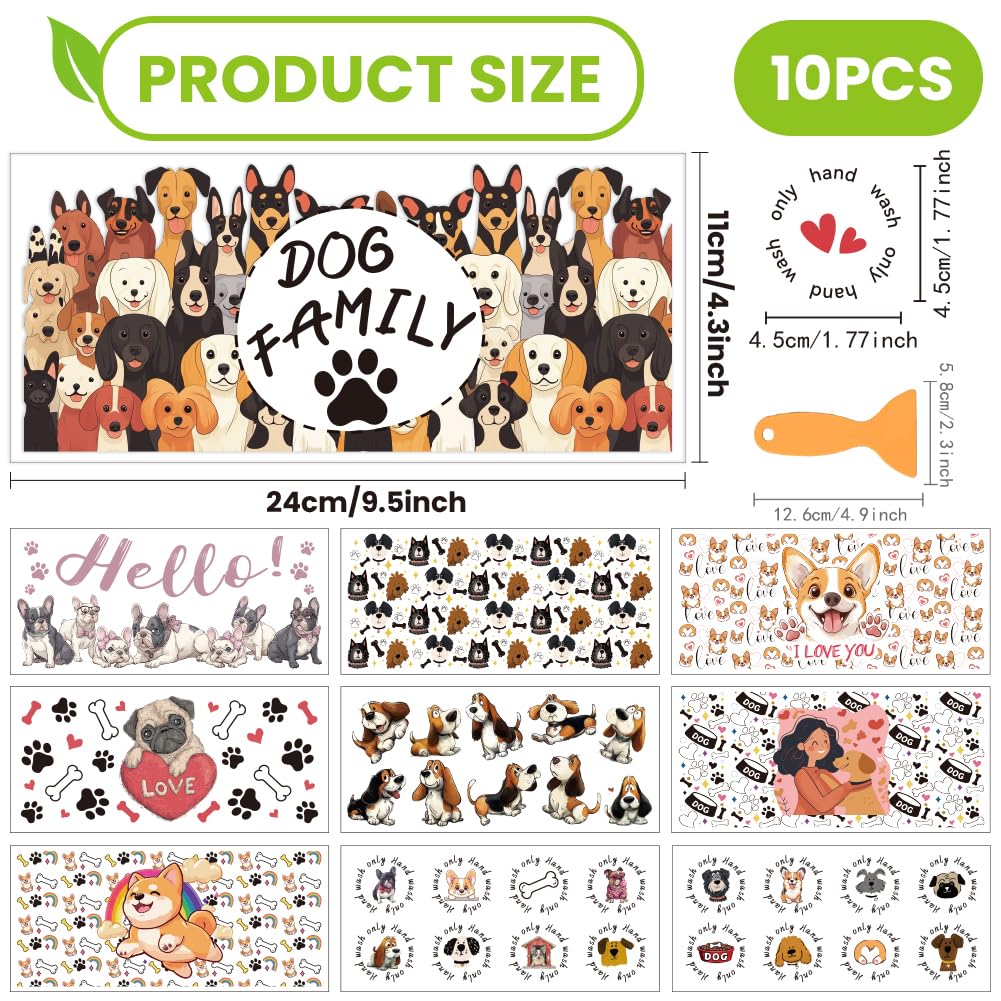 arricraft 10 Sheets Dog Theme UV DTF Cup Wrap for 16OZ Glass - Image 2