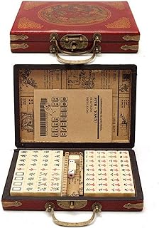 HANILI Chinese Mahjong Game Set 144 Tiles with Carrying Travel Case, English Manual, Pro Complete Mahjong Game Set for Chinese Style Game Play (Mah-Jongg, Mah Jongg, Majiang)