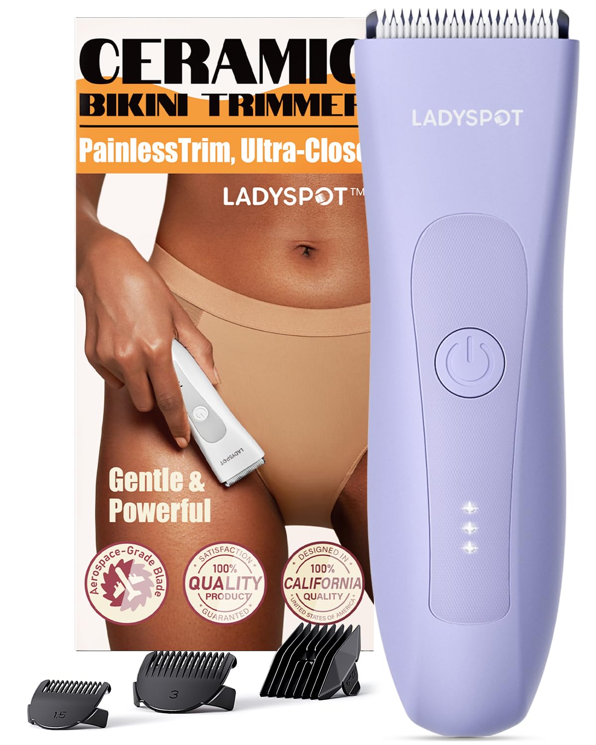 MANSPOT Rasoir Electrique Femme, Tondeuse Femme Intime avec 3 Têtes de Protection et de Lame en Céramique Remplaçables, Tondeuse Bikini pour Bras, Jambes, Aisselles