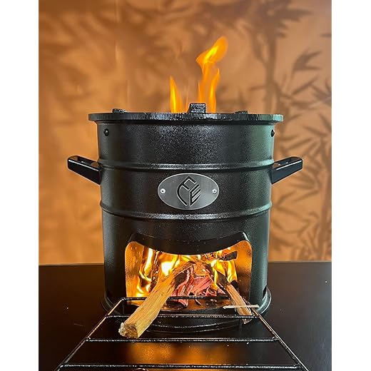 Earthfit ARJUN Less Smoke wood stove for Home & Outdoor camping Cooking - Biomass Stove Smokeless - Desi iron chulha for wood cooking Cookstove