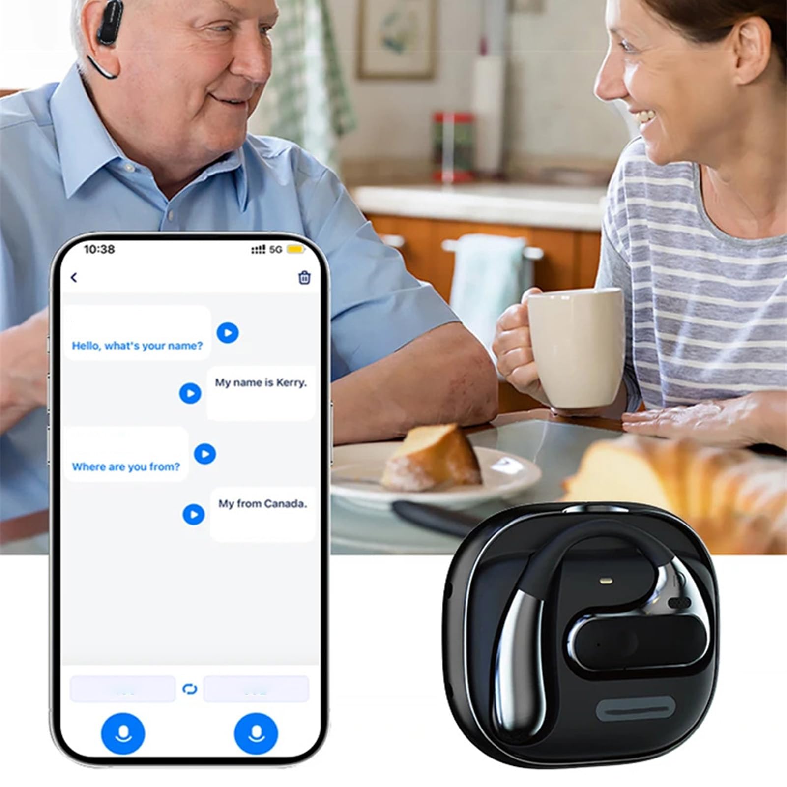 Auricolari per Traduzione AI Bluetooth 5.4 per Comunicazione Multilingue in Tempo Reale Ideale per Viaggiatori e Professionisti con un Design Aperto e Confortevole