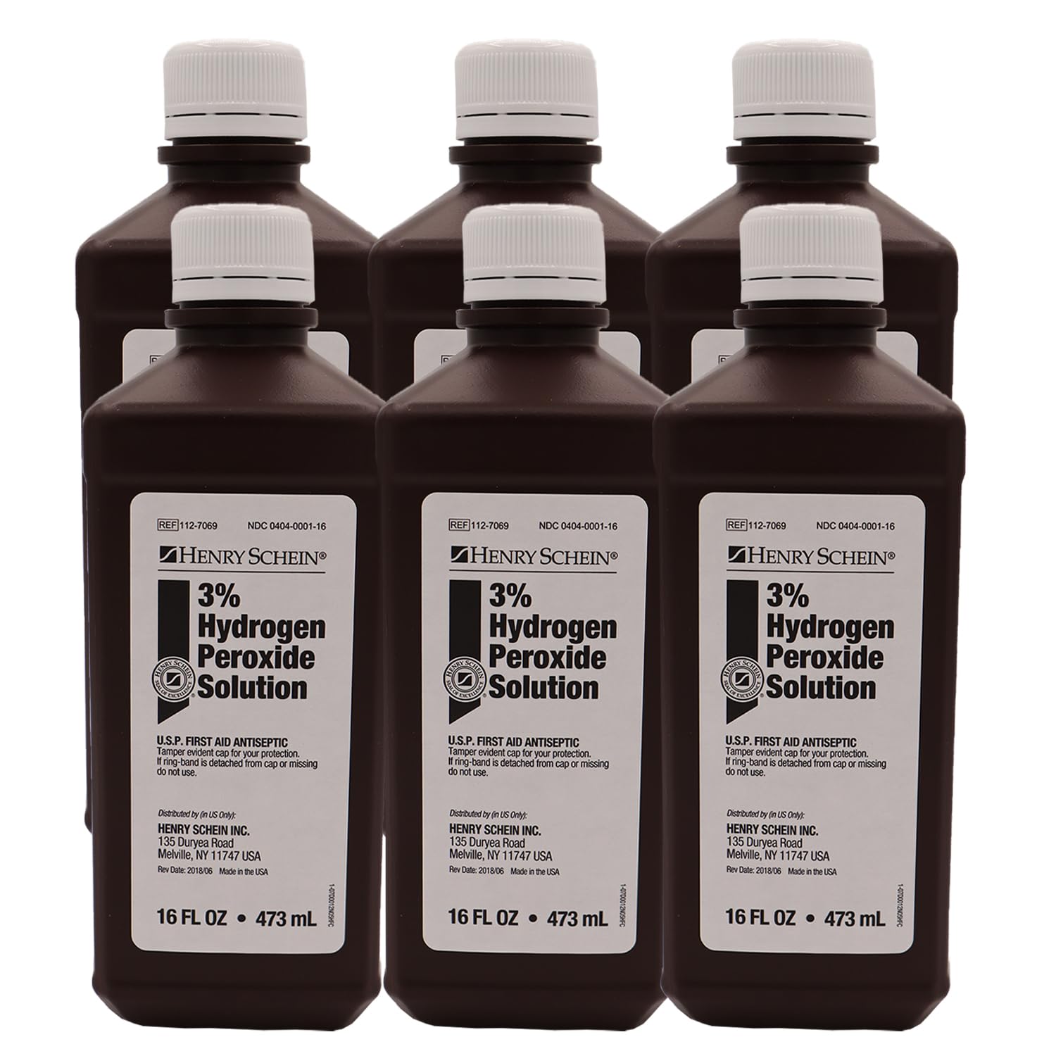 Henry Schein 3% Hydrogen Peroxide Solution - 16 fl oz | USP First Aid Antiseptic for Wounds, Topical Wash for Cuts & Scrapes - 16oz (Pack of 6)