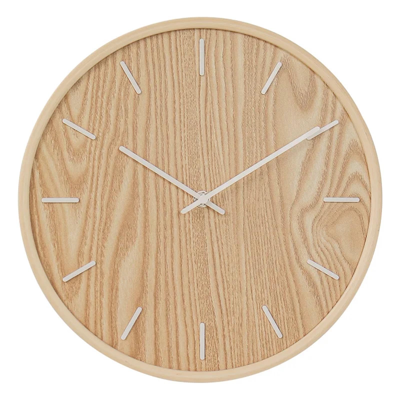 BDFJEDS Wall Clock Modern Wooden Wall Clock Living Room Bedroom Home Decoration Silent Quartz Round Hanging 12inch(Color 2)
