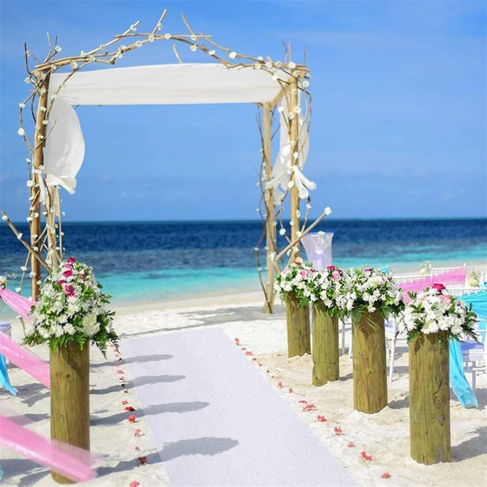Wunderschöner weißer Hochzeitsteppich, Gangläufer, for drinnen und draußen, Party, Veranstaltung, Zeremonie, Hochzeitsdekoration, Hochzeitsteppich Lang Hochzeit Teppich(30M_1.2M)