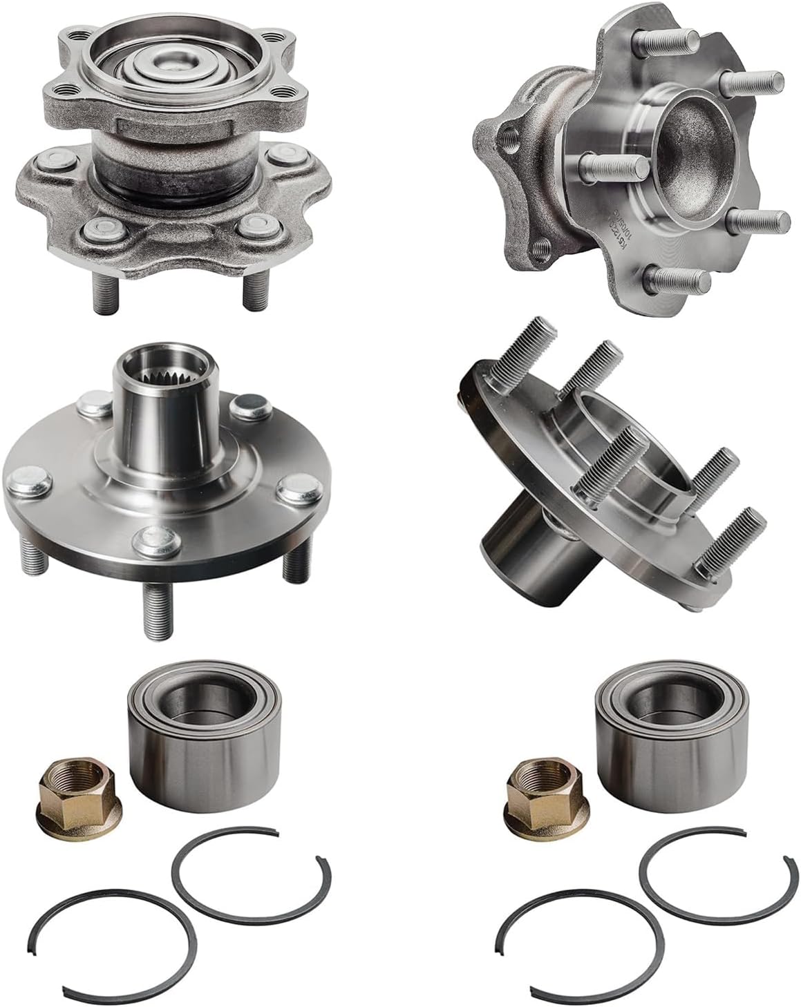 Detroit Axle - 4 Wheel Bearing Hubs Assembly for Nissan Altima 2002-2006 (3.5L V6) / Maxima 2004-2008, 5 Lugs Hub, Front Rear Wheel Bearing Hubs Set Replacement