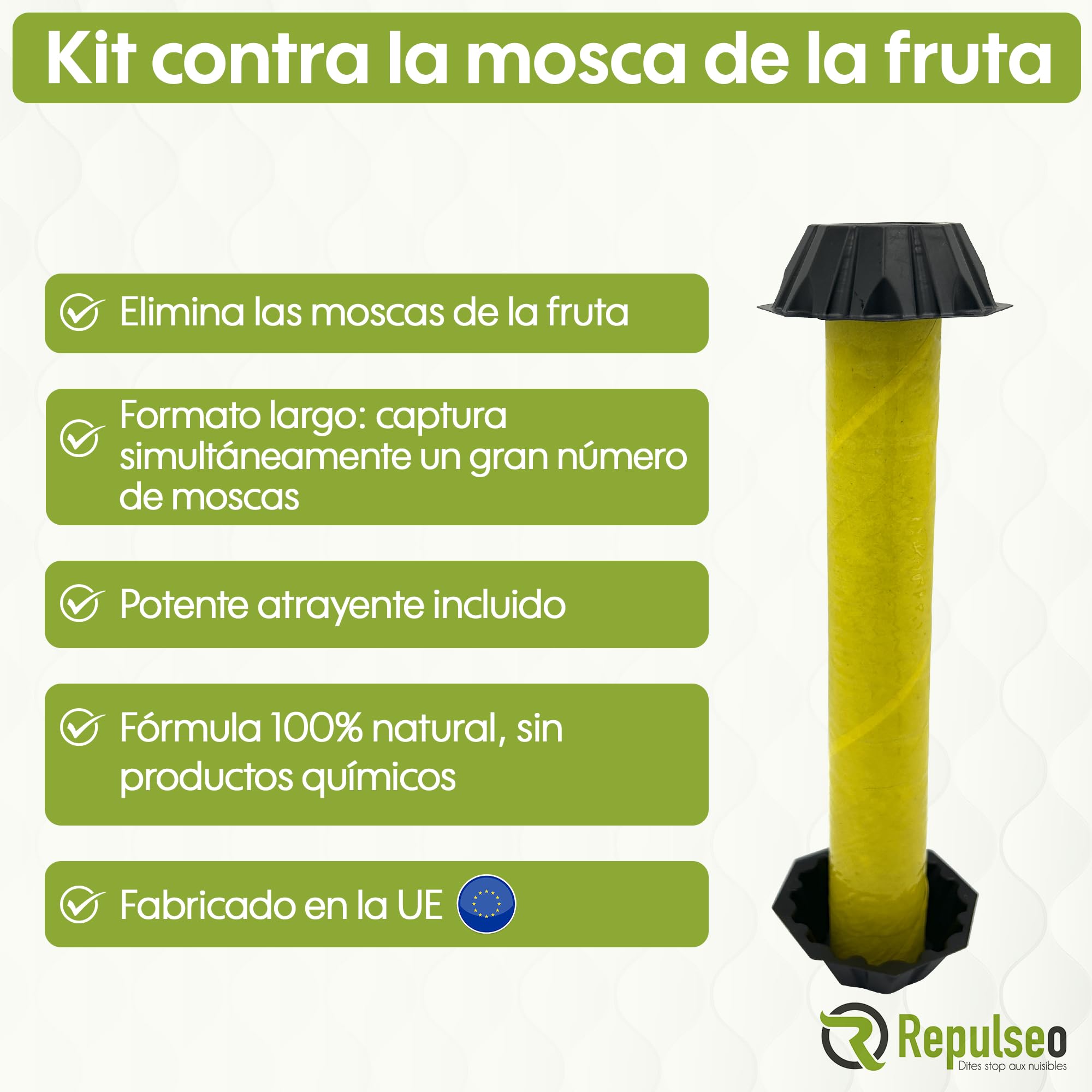 Trampa para Moscas de Fruta ✯Made IN UE✯, Antimosquitos Interior Cocina, Atrapa Mosquitos [Remedio Natural y sin Insecticida]