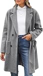 Manteau de tourbe de laine pour femmes - Notch Lapel Double Breasted Blend Mid Long Trench Coat Loose-fit Automne Veste d'hiver Vêtements de dessus