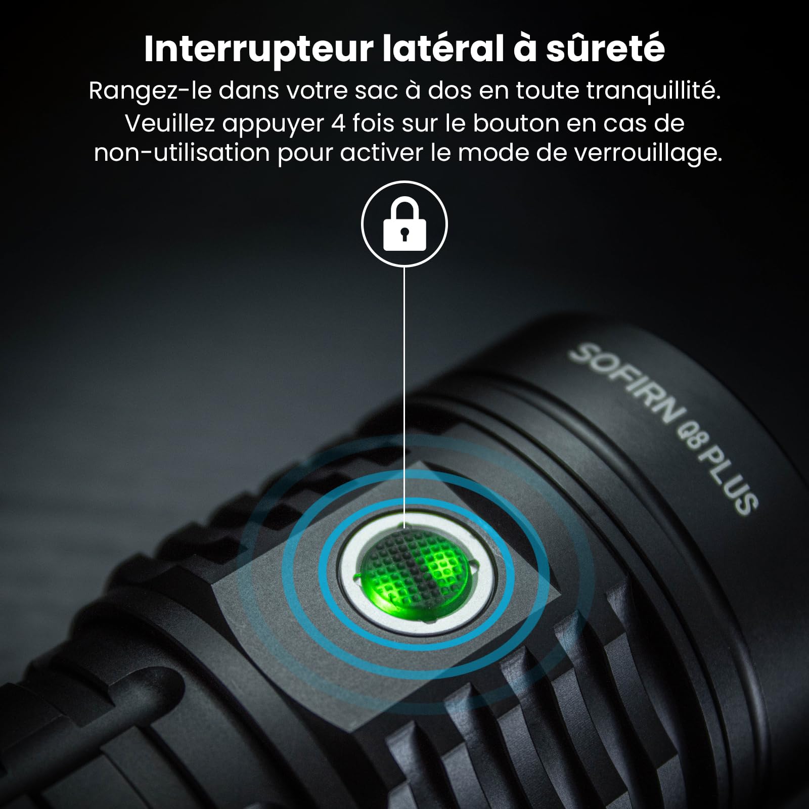 sofirn Lampe Torche LED Ultra Puissante Q8 Plus 16000 Lumens Lampe de Poche USB Rechargeable avec 6 Super Lumineux LED IPX8 Étanche Lampe Puissante pour Camping Randonnée Urgence