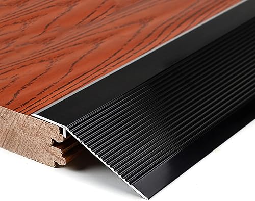 Tira de transición negra para pisos de metal, reductor de umbrales de aluminio para puertas, borde de puerta de entrada de rampa extra ancha