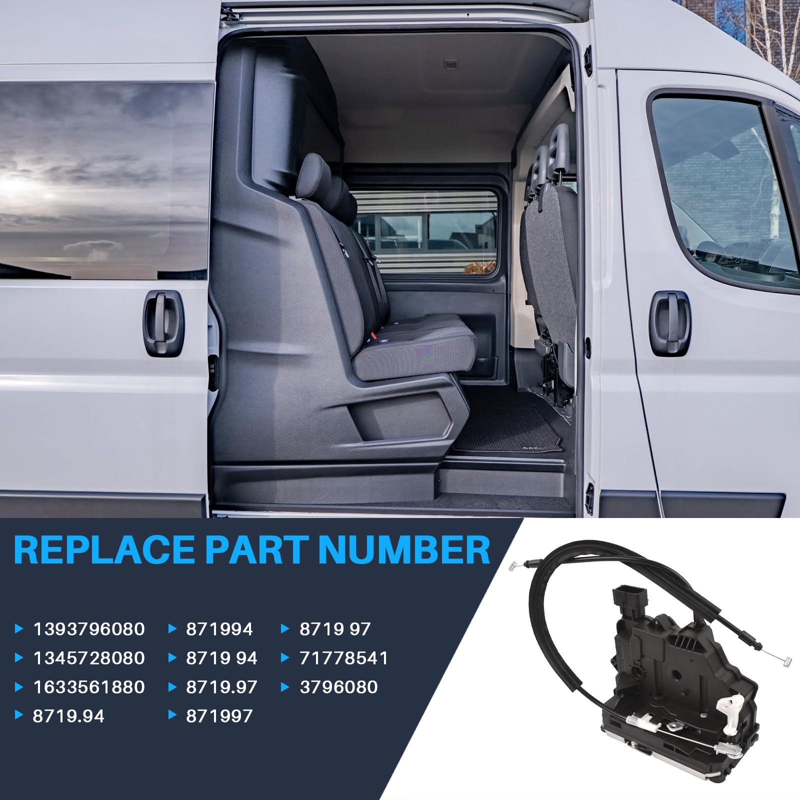Servomotore serratura porta posteriore destra compatibile con Jumper Ducato 250 Boxer 2006, sostituzione per 1393796080 1345728080 1633561880 8719.94 871994 8719 94 8719.97 871997 8719 97