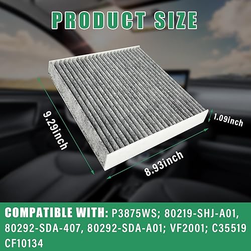 Miniatura 2 de Filtro de aire de repuesto para pasajeros de automóvil, filtro de aire de cabina premium que incluye carbón activado, filtros de aire de