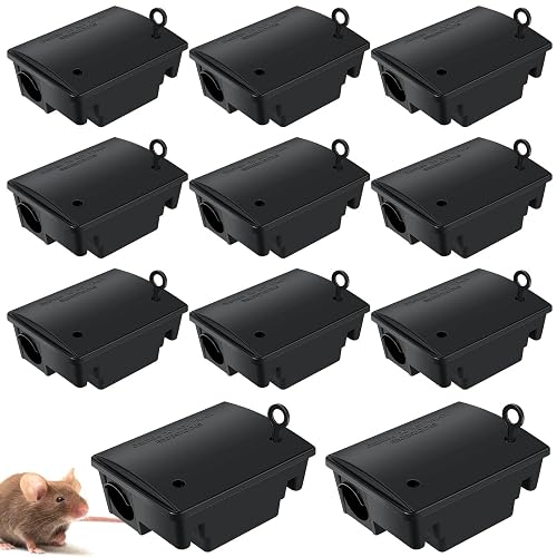 Qualirey 12 Packs Rat Bait Stations Rat Bait Box with