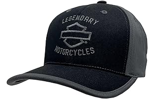 Fitted Harley Davidson Hats for Men - Men's Burnt Banners Stretch Fit...