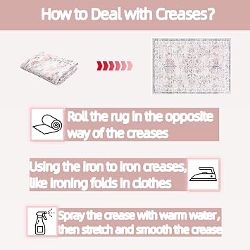 LIVEBOX Washable 6x9 Pink Rugs for Bedroom, Soft Floral Area Rug for Girls Nursery Room, Low-Pile Non-Shedding Boho Area Rug Living Room Rug, Large Low-Pile Vintage Rug for Dining Room, Blush/Pink