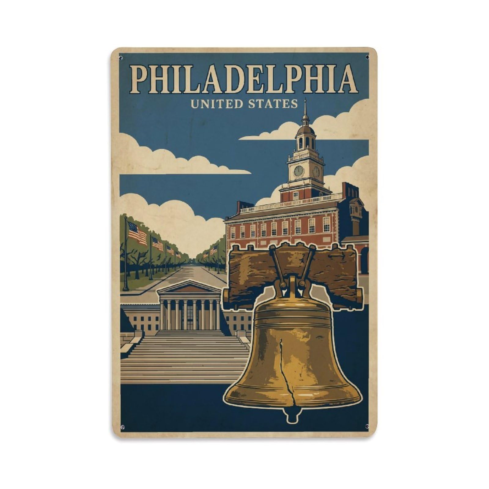 USA Philadelphia Retro Travel Metal Tin Sign