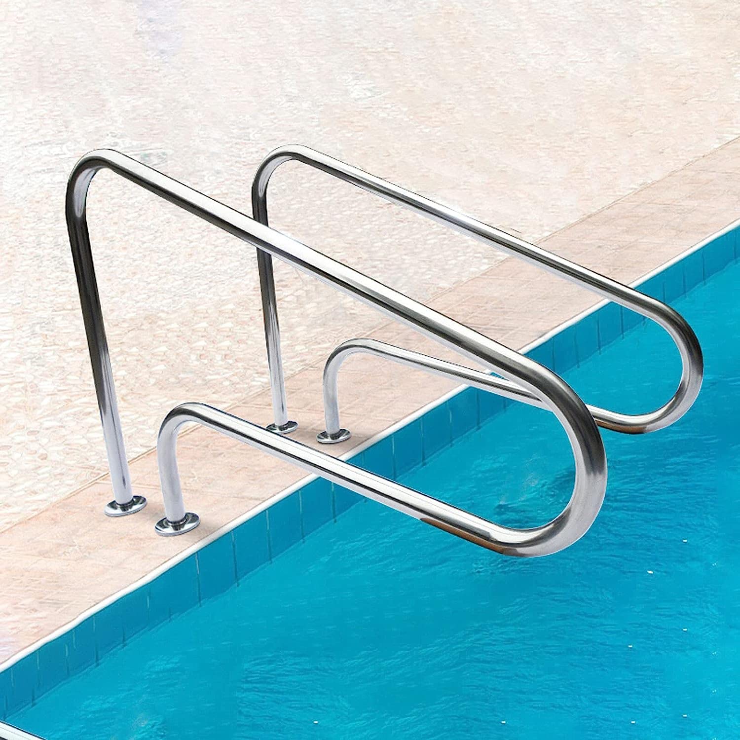 Rambarde de piscine anti glissade facile à installer en acier inoxydable