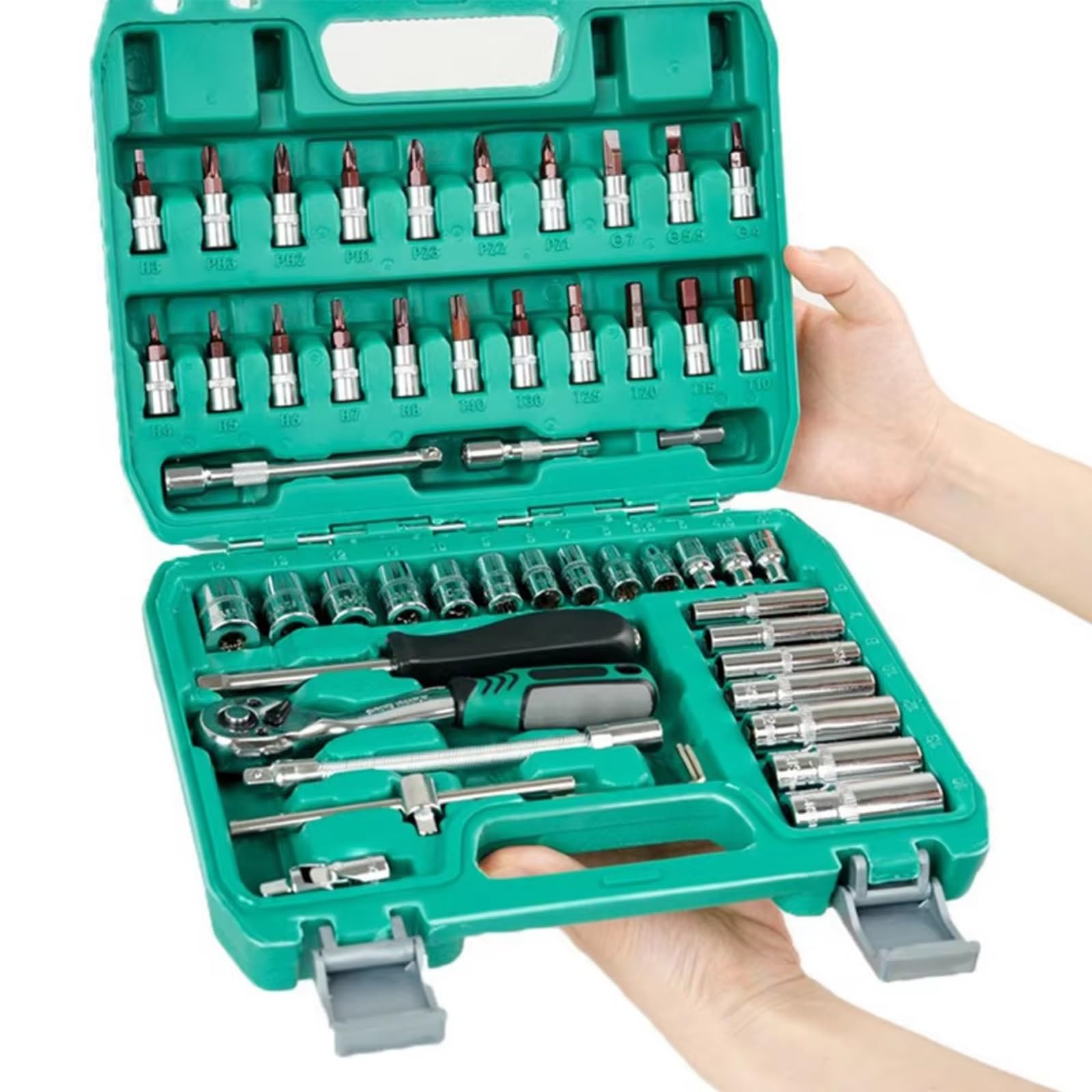 Maletín herramientas multiusos 53 Unids/set Juego Llaves Tubo Reparación Máquinas Reparación Automóviles De Rápido Herramienta De Trinquete Reversible Y Estuche