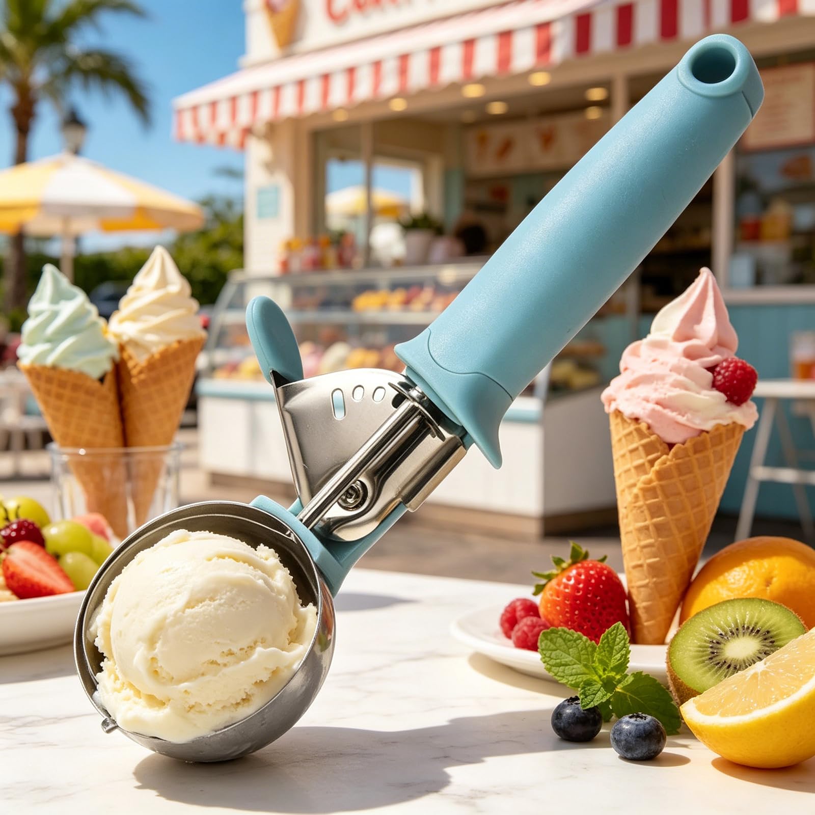 Cuillères à Glace Robustes en Acier Inoxydable, 4 pièces/Paquet, idéales pour Les Chefs Professionnels et Les cuisiniers à Domicile, cuillère à Glace Robuste