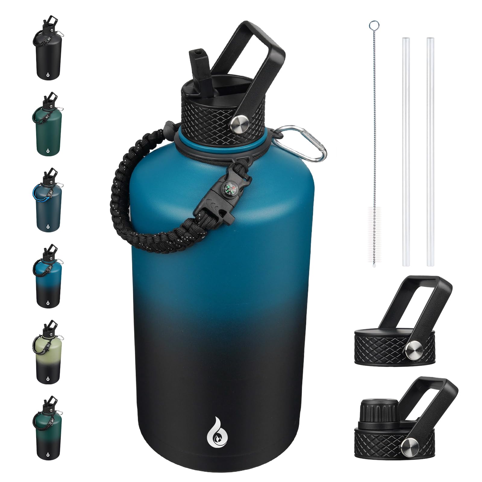 BJPKPK 128oz Insulated Water Bottle with Straw Lid, 1 Gallon Water Jug