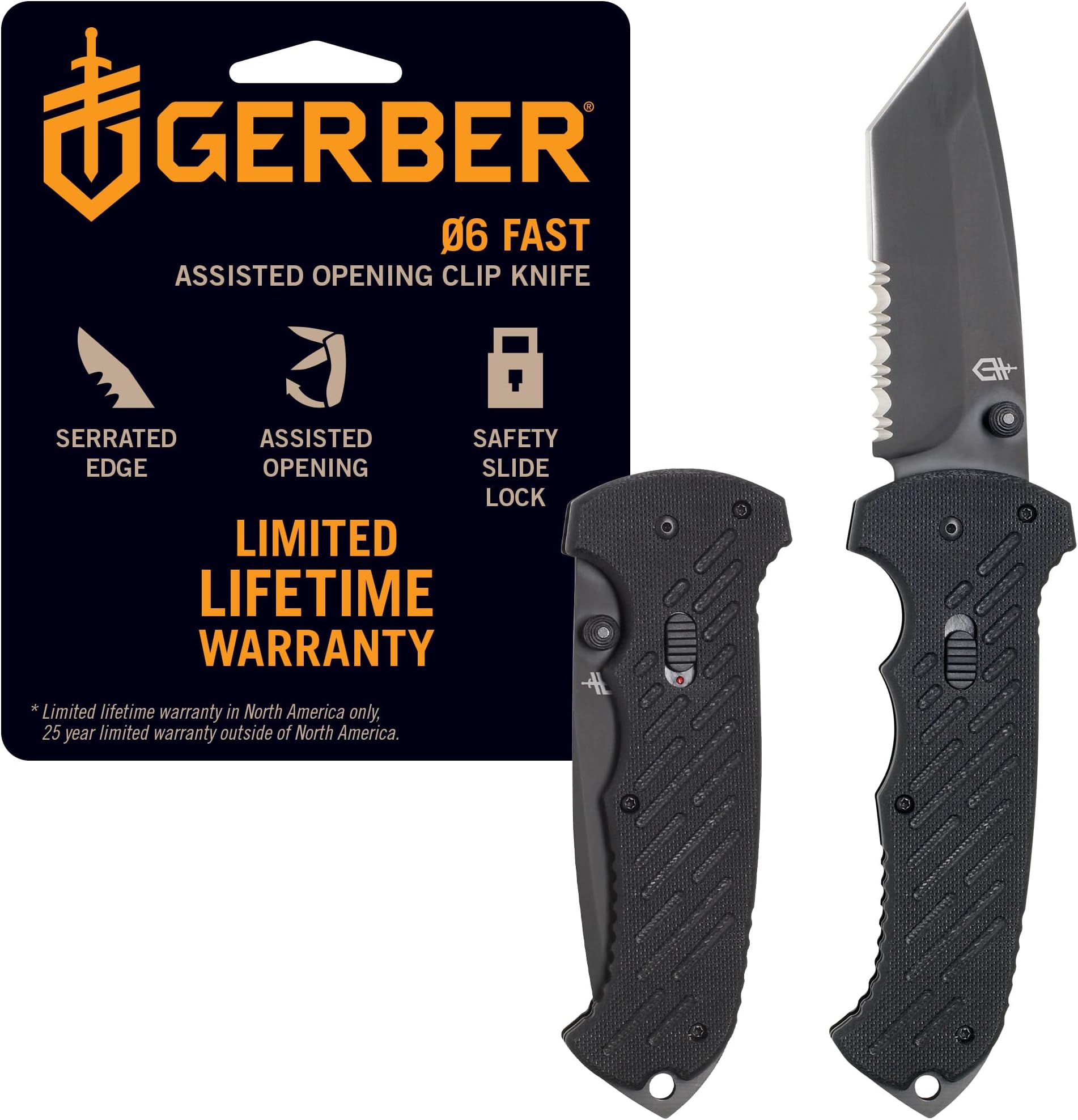 Gear 06 FAST Folding Pocket Knife, Tactical Tanto Pocket Knife with Serrated Edge for Camping and Survival
