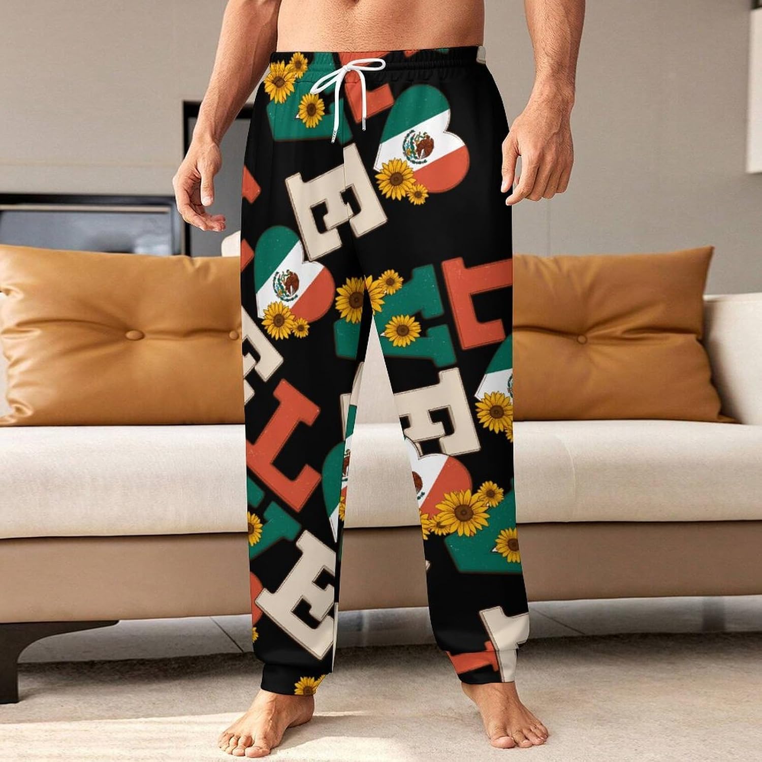 Love Mexico Flag Men Pants Lightweight Sweatpants Joggers Pant 4XL
