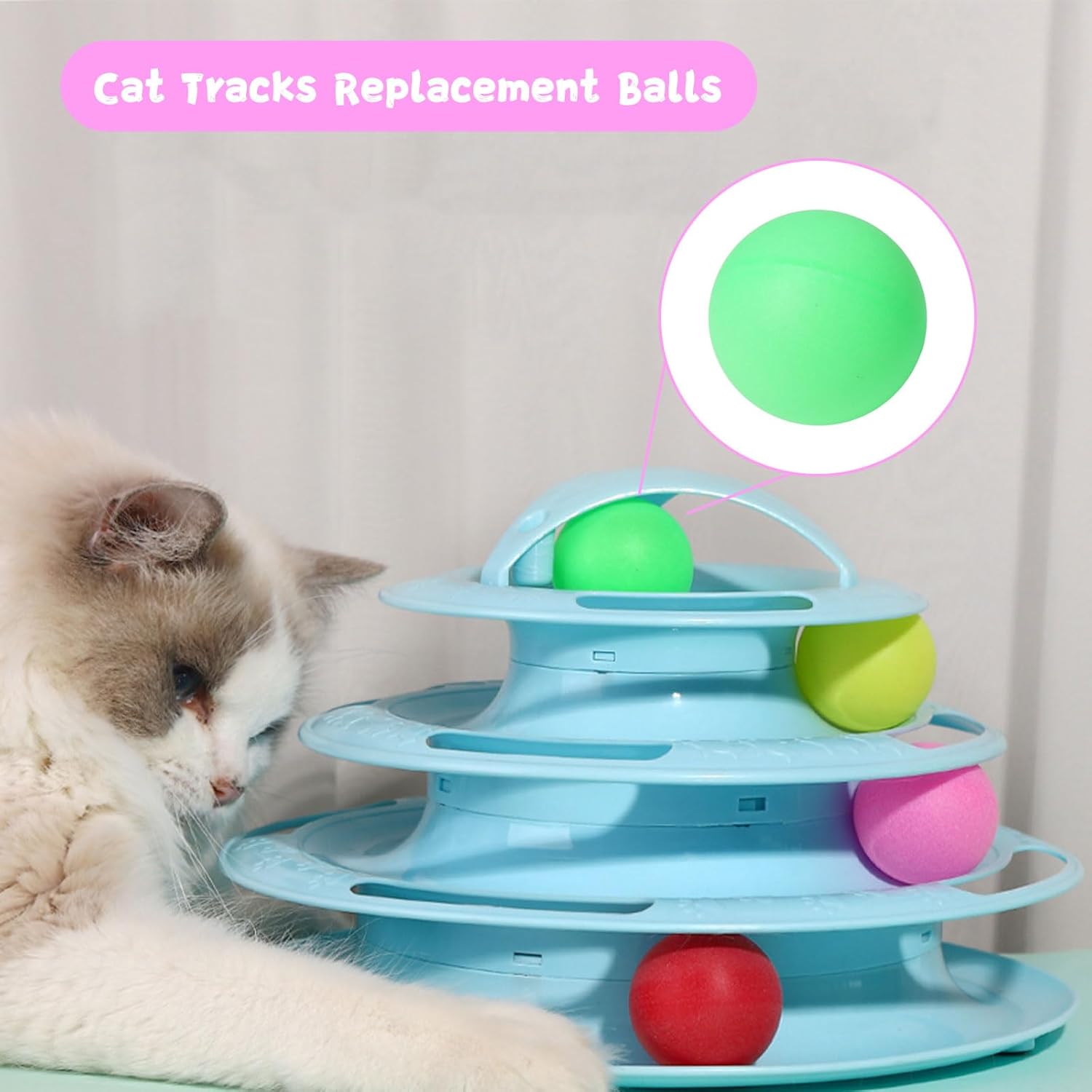 Cat Toys for Indoor Cats 40 PCS Kitten Toys Cat Interactive Toys Pack Including Cats Springs Sparkle Ball Pom Pom Ball Jingle Balls Tracks Balls - Image 3