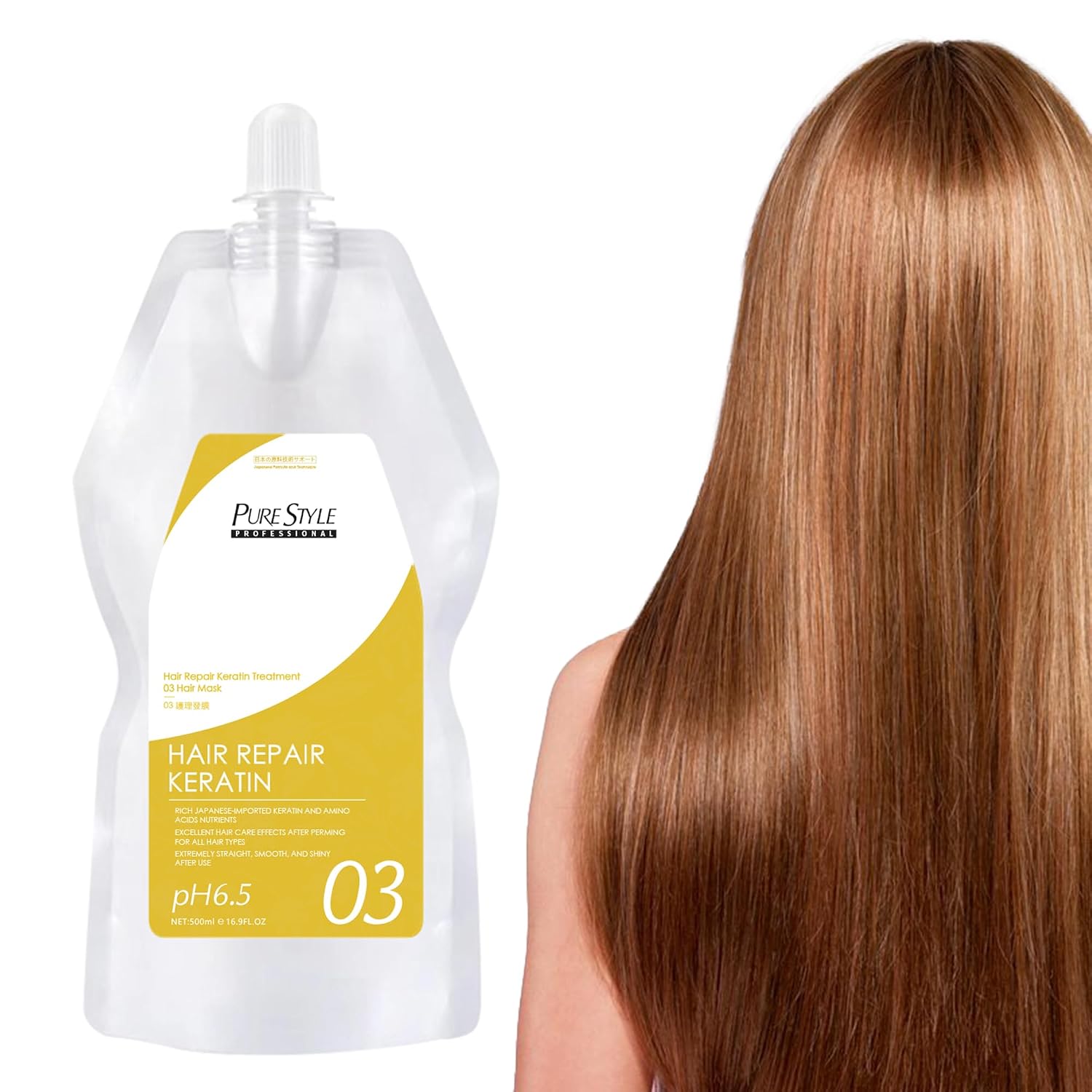 Pure Style Professional Hair Repair Keratin Treatment - No Heat Required pH 6.5 Sulfate-Free Protein Hair Mask for Damaged, Color-Treated & Curly Hair, Salon-Quality Smoothing & Strengthening
