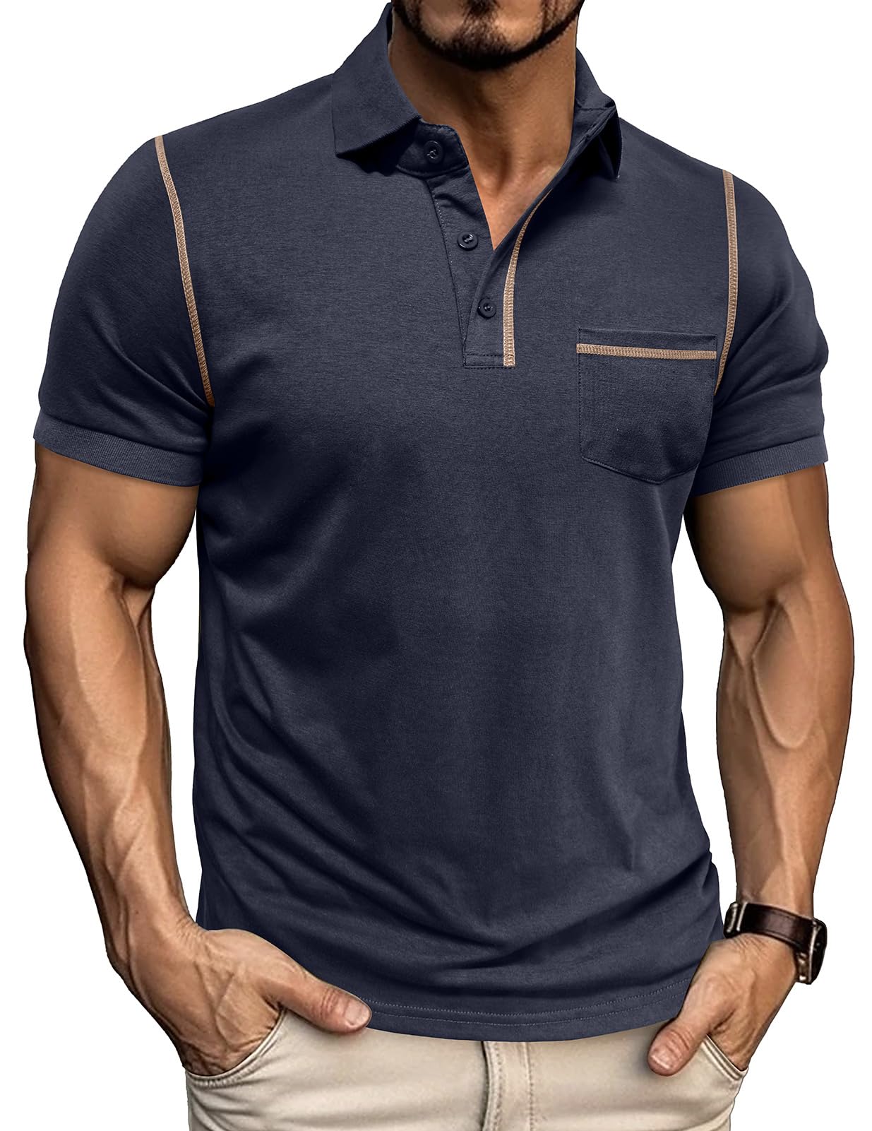 Volemo Poloshirt Herren Kurzarm Polo Shirt T-Shirts für Herren Sommer Golf Polohemd mit Brusttasche