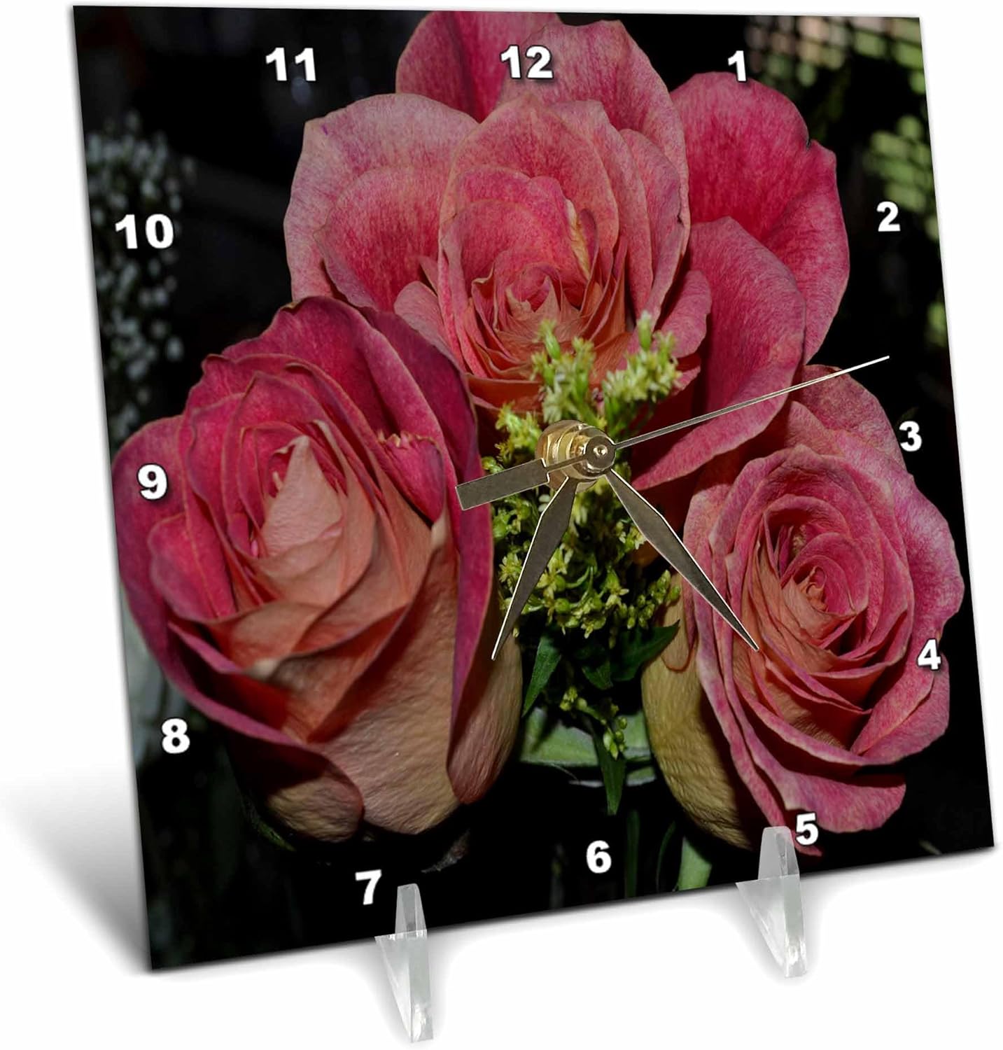 3dRose dc_24956_1 Victorian Rose a Rose-Desk Clock, 6 by 6-Inch