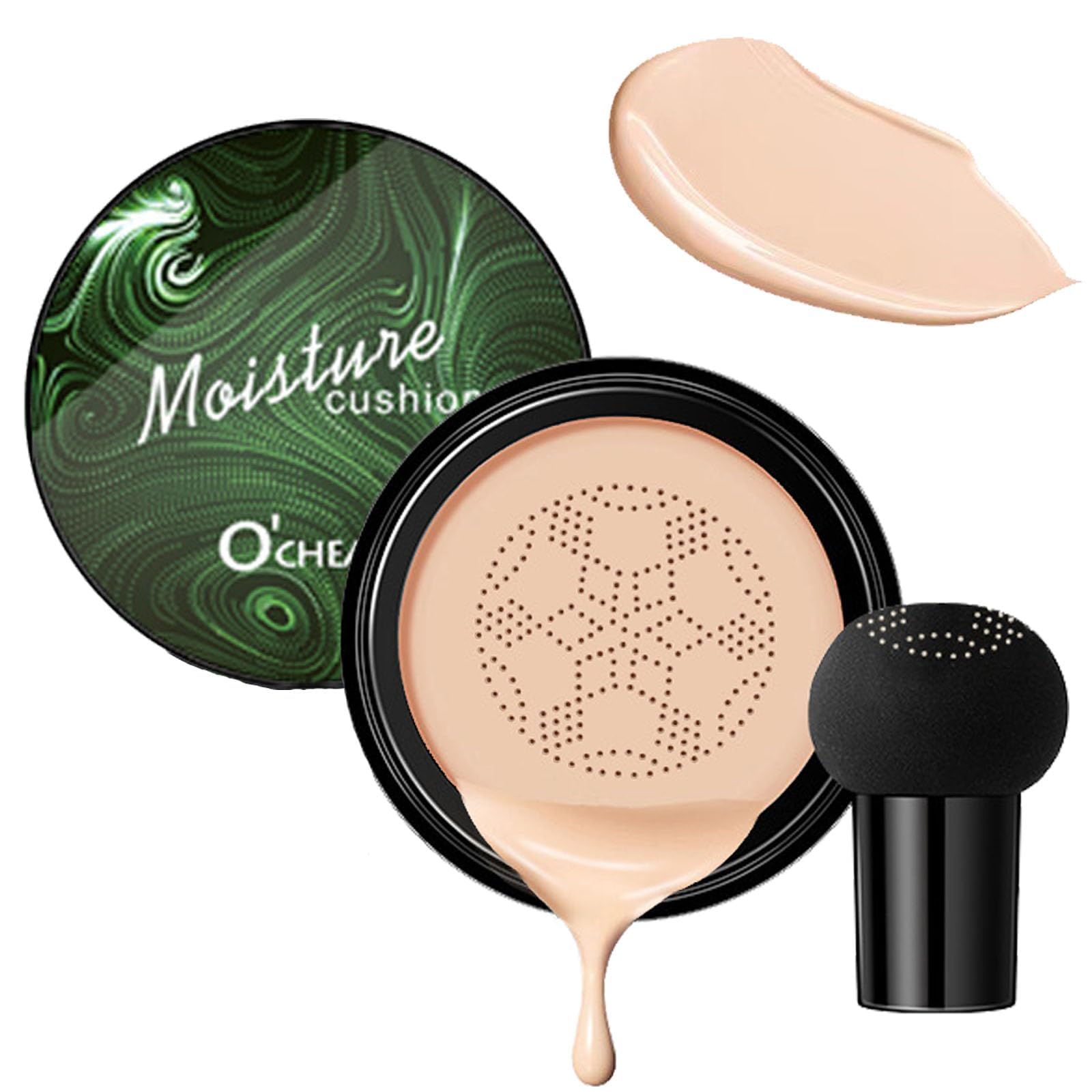 NALACAL Mushroom Head Air Cushion CC Cream Foundation, Moisture Cushion CC Cream Full Coverage of Blemishe, Even Skin Tone Makeup Base Primer, Long Lasting Waterproof Air Cushion CC Cream (Natural)