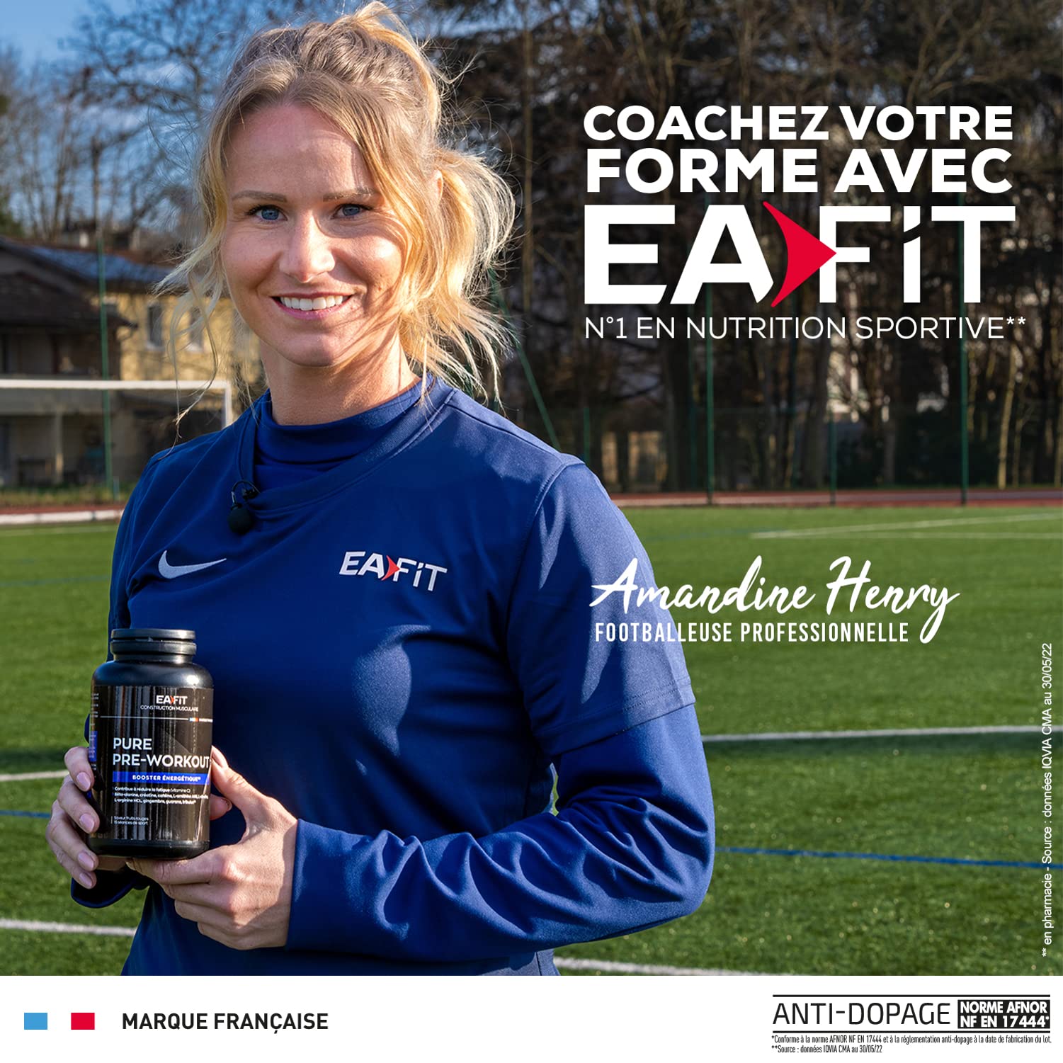 EAFIT Pure Pre-Workout - 330g - Saveur Fruits Rouges - Booster énergétique - Certifié Anti-Dopage | Booster Pre-Workout Energetique, Creatine Et Cafeine Pour La Musculation - Certifie Anti-Dopage, Fruits Rouges, 330 g