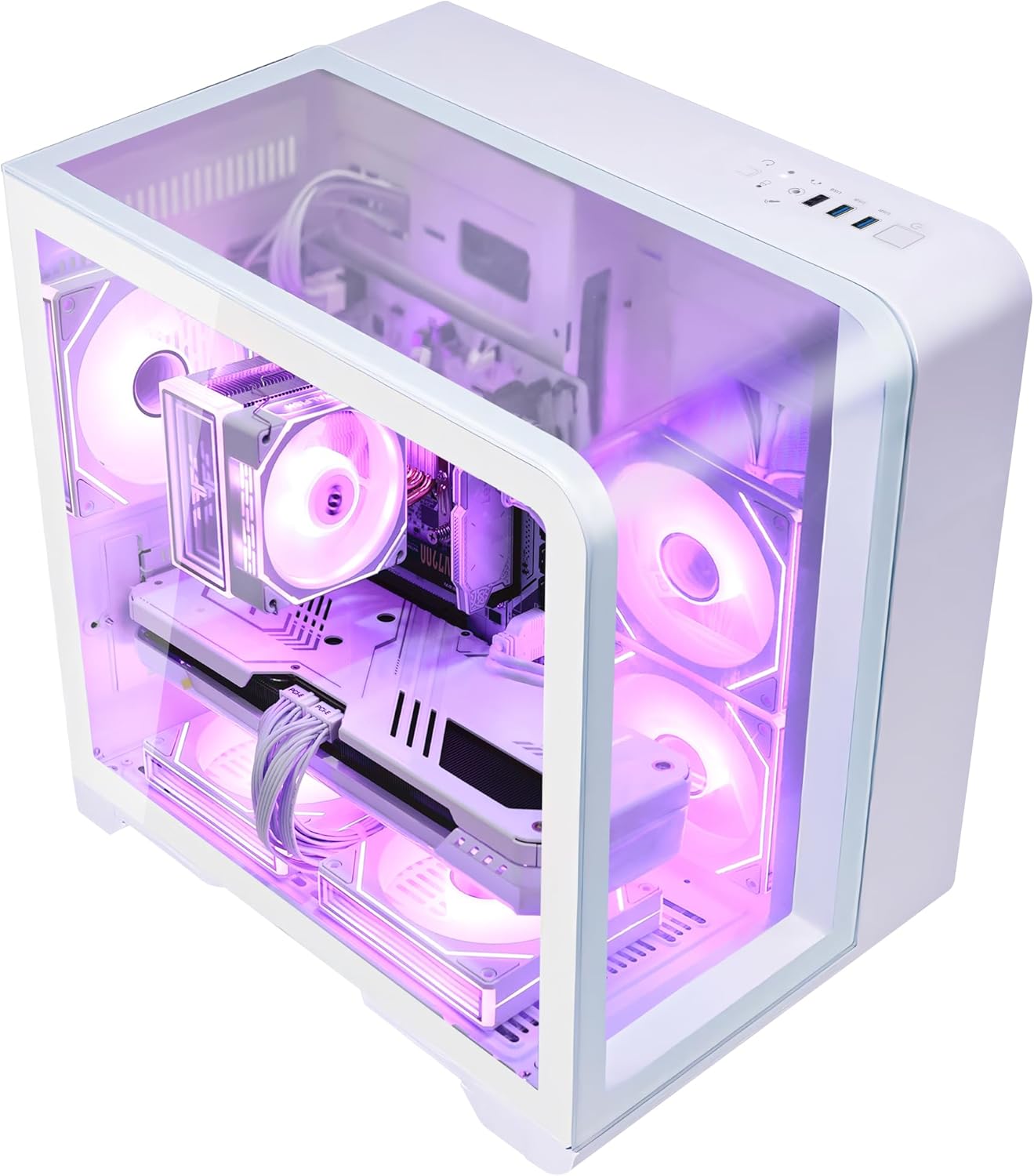 Astral Mini Gaming Tower PC -AMD Ryzen 7 7700 8-Core 3.8 GHz-RTX 5070 12GB-32GB DDR5 6000MHZ RAM-1TB PCIe SSD -WiFi & Bluetooth -RGB Fans-Windows 11 Pro Desktop Computer-White