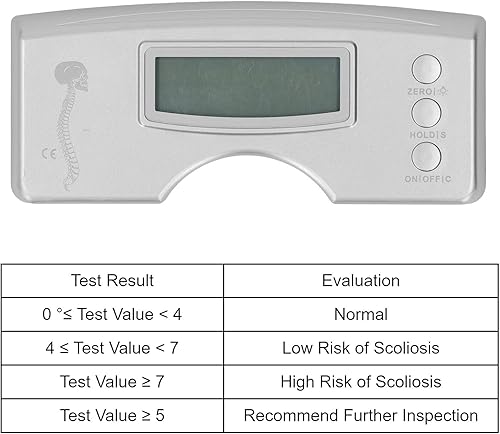 Miniatura 5 de Escoliómetro digital, tamaño compacto portátil fácil operación escoliosis medidor ABS vivienda 0 a 30 grados con bolsa de almacenamiento para