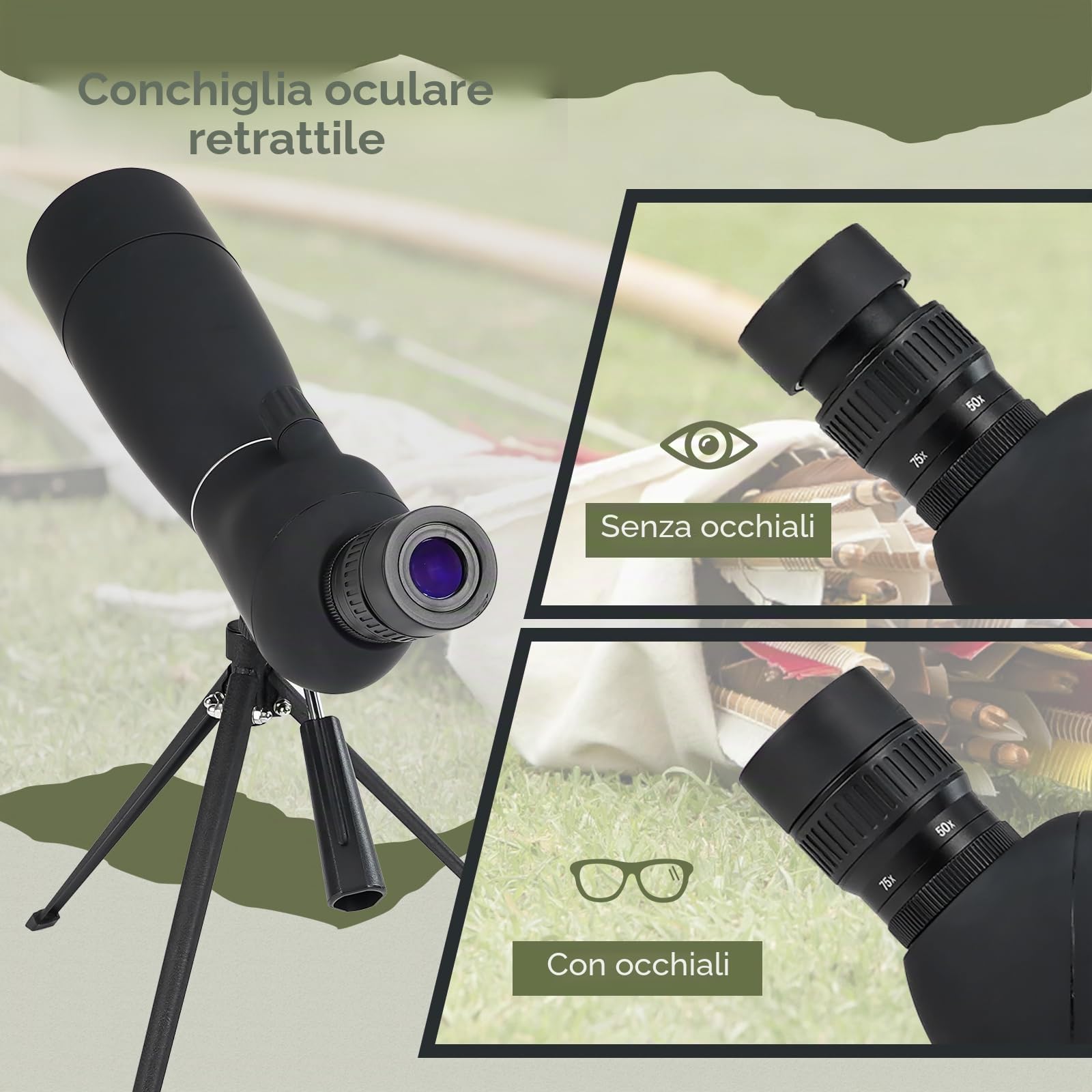 Svbony SV28PLUS Cannocchiale con Treppiedi Smartphone Adapter, 25-75x70mm con A5 Rosso Bordeaux FMC BAK4 IP65, Telescopi Spotting Scope per Adulti tiro a segno Tiro con l'arco Birdwatching