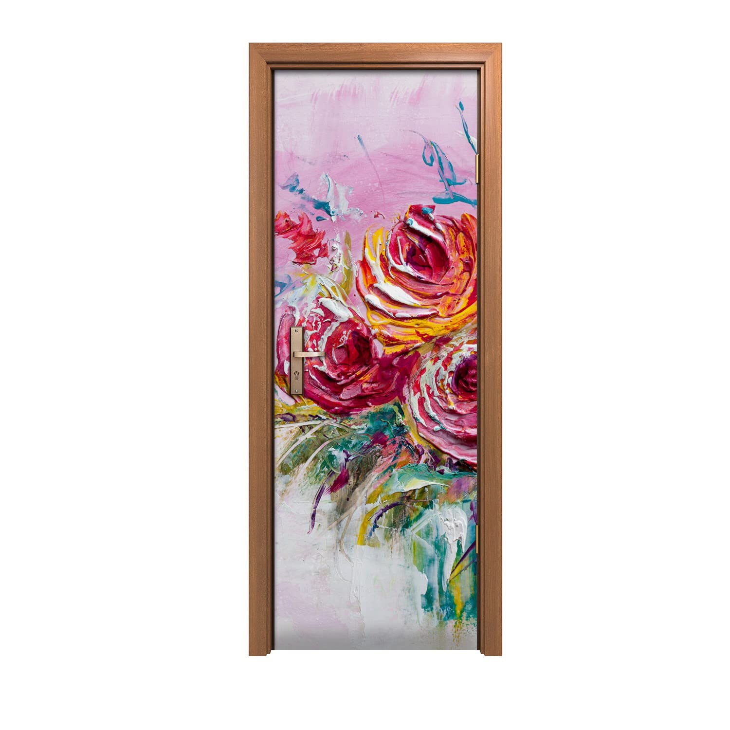 Autocollant de porte floral pour salon Coloray Painting Flowers 70x200