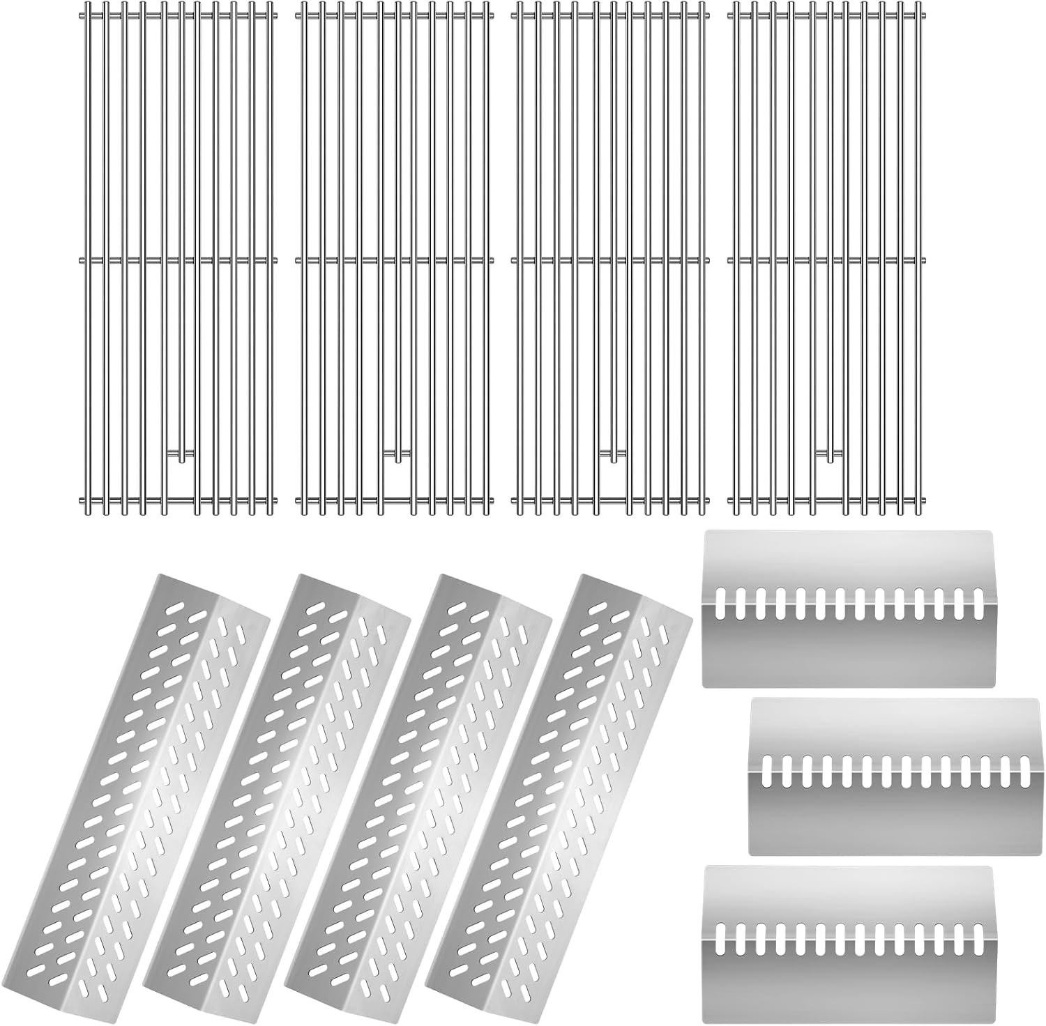 19.25“ Cooking Grid Grates with Heat Shields Replacement for Bull 18248 LP, 16517,LP 47628, NG 47629, Grill Parts for Brahma Lonstar Select Outlaw Steer Premium, 7 Burner Premium Grill