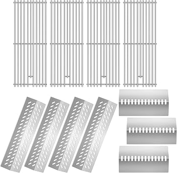 19.25 Cooking Grid Grates with Heat Shields Replacement for Bull 18248 LP, 16517,LP 47628, NG 47629, Grill Parts for Brahma Lonstar Select Outlaw Steer Premium, 7 Burner Premium Grill
