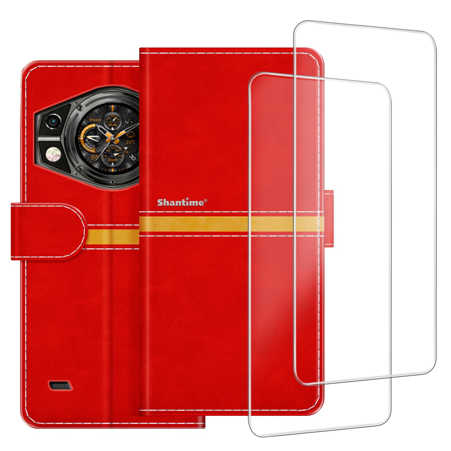 Funda Cartera De Cuero PU + 2 Protectores Pantalla Para Cubot Kingkong ES | Con Ranuras Tarjetas Y Soporte