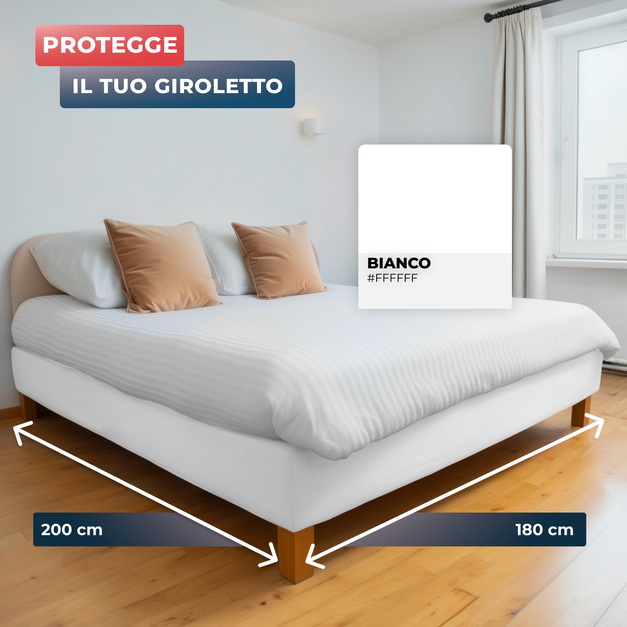 Wrappybag Vestiletto King size 180 x 200 cm - Rinnova e Modernizza il tuo Vecchio Giroletto – Copertura Giroletto Bianco– 6 Misure Disponibili