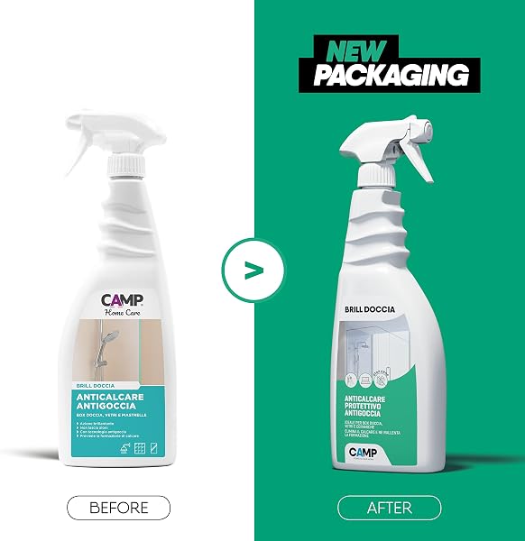 CAMP Brill Doccia- Anticalcare Protettivo Antigoccia, Detergente Vetri, Ceramiche e Box Doccia ad Azione Brillantante, Rimuove e Previene la Formazione di Calcare, Prodotti Pulizia Casa e Bagno, 750ml - 2