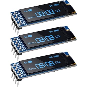 3pcs 0.91 Inch I2C Display Module IIC I2C Display OLED Display Module 128 x 32 3.3 V / 5 V for Arduino and Other Microcontrollers Blue