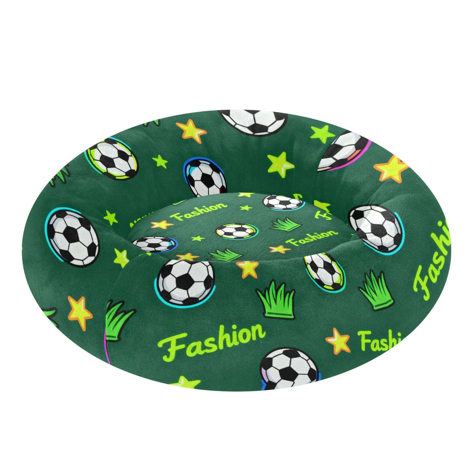 Lit pour chien motif football vert foncé M pour des siestes dans le salon