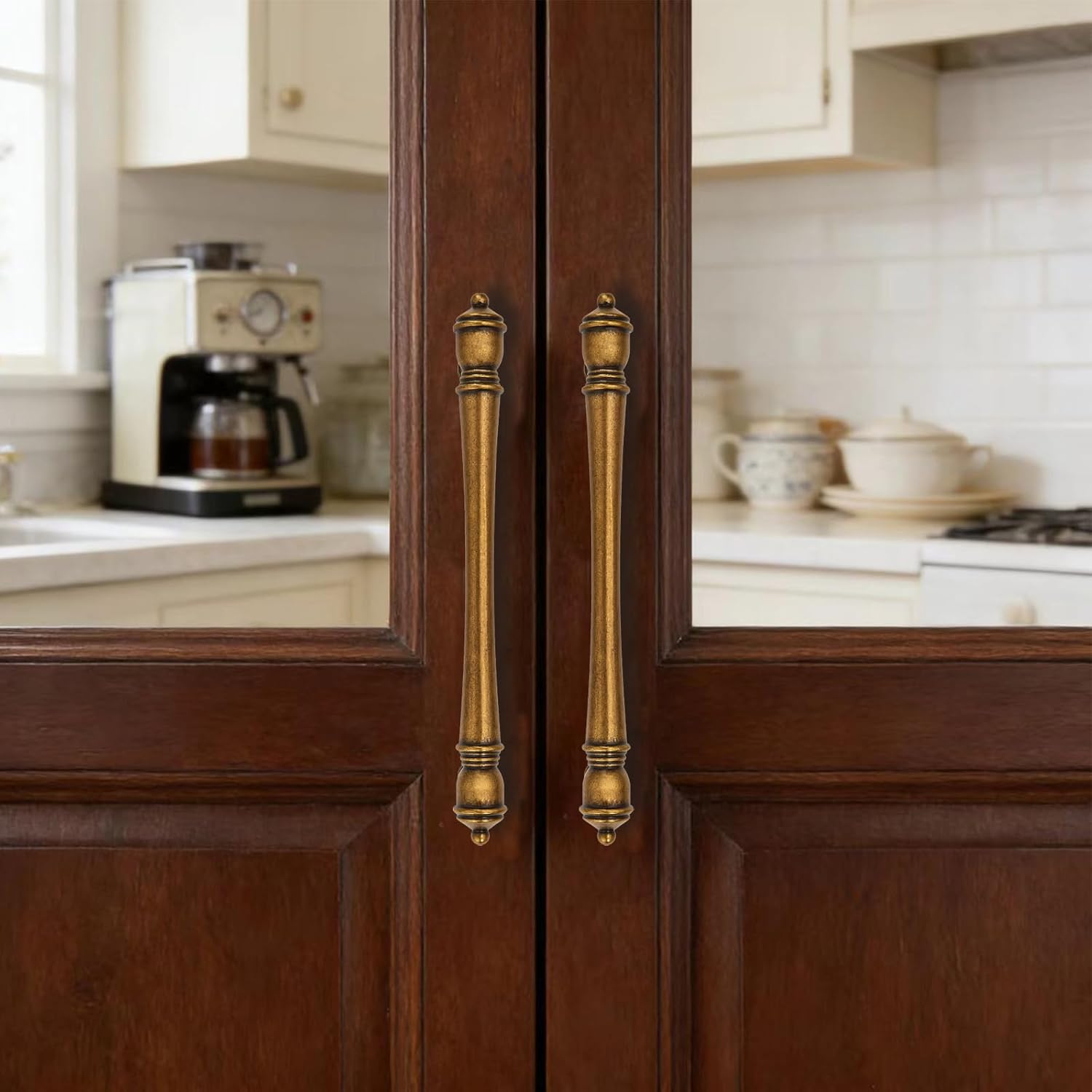 khtumeware 10 Pack 4 inch Vintage Antique Brass Cabinet Pulls Heavy-Duty Solid Cabinet Hardware Drawer Pulls Hardware Suitable for Kitchens bathrooms and Dressing Tables