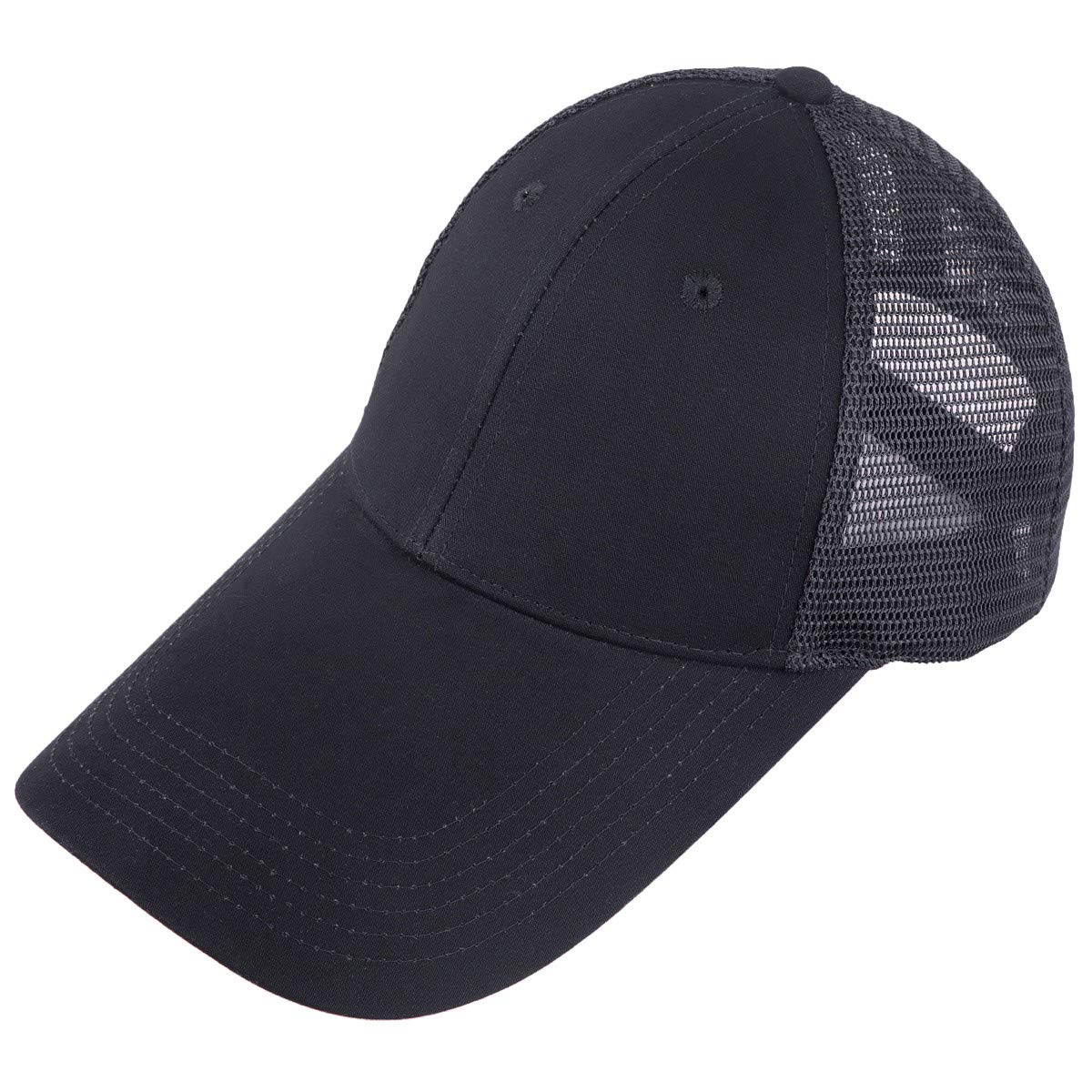 Sportmusies Gorras de béisbol de ala extra larga para hombres y mujeres, visera transpirable ajustable, Negro -, Medium