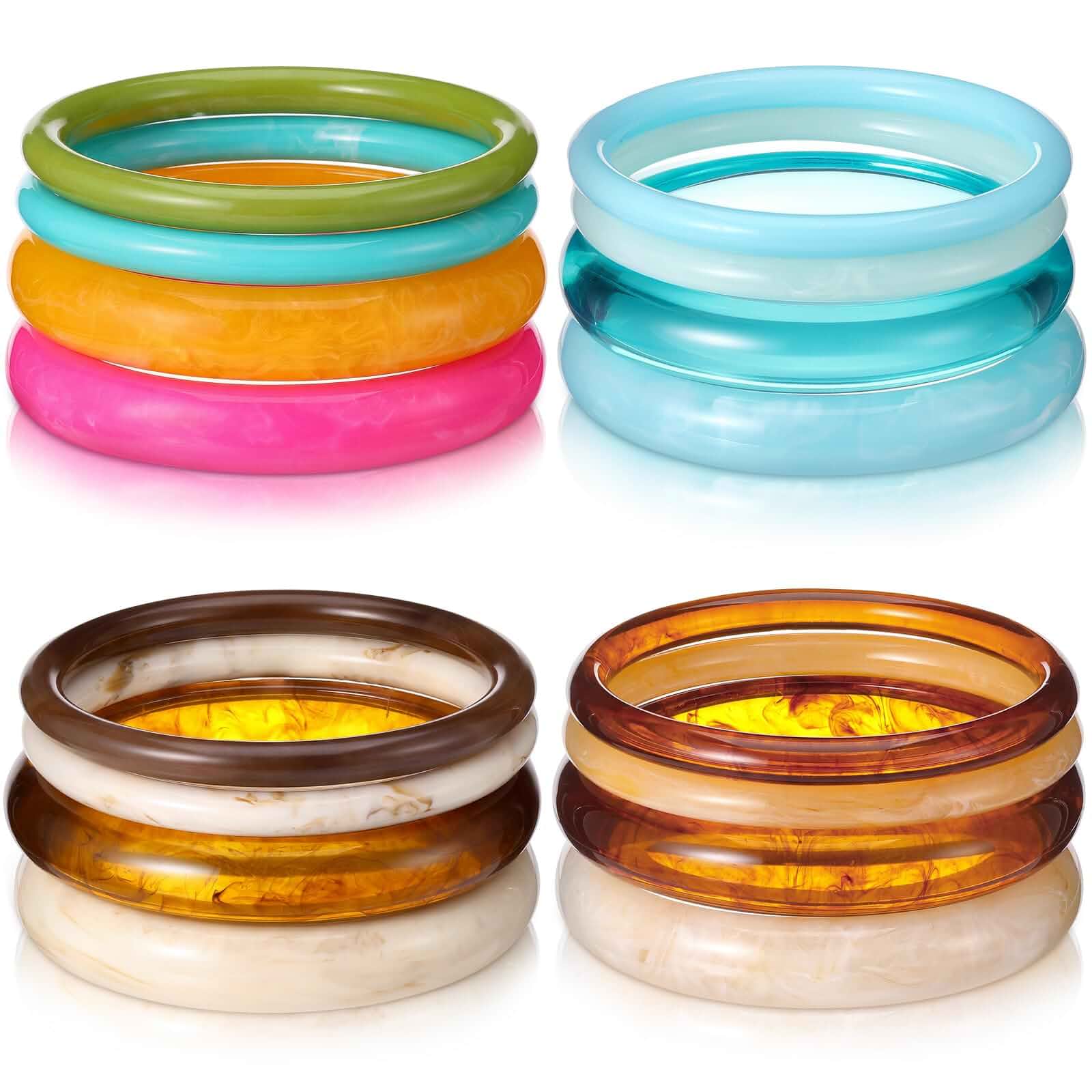 Liliaafar 16 Pcs Colorful Resin Bangles Bracelets Acrylic Chunky Bangles Set for Women, Punk Cuff Wristband, Stackable Thick Statement Jewelry Gifts Accessories